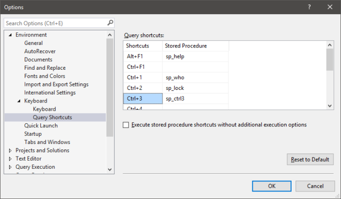 SSMS Query Shortcuts